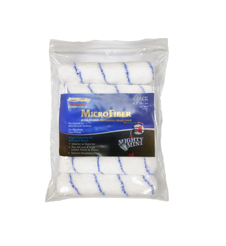 Arroworthy Paint Rollers 6.5" inch Microfibre Mighty Mini Roller Refills 6 Pack