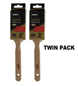 Coral Aspire Paint Brush 2" inch Long Handle Oval Angled Brush