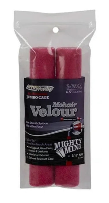 Arroworthy Mini Mohair Velour Paint Roller Sleeves  - Pile 3/8" Nap New Refills