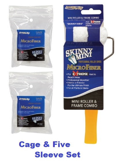 Arroworthy Skinny Mini Paint Rollers Microfibre Frame 4 Spare Sleeves