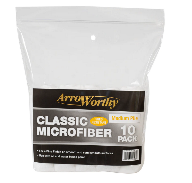 Arroworthy Paint Rollers 4" Inch Classic Microfibre Refill Sleeves 10 Pack