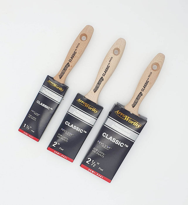 Arroworthy Classic Semi-Oval Straight Cut Beavertail Paint Brush Set