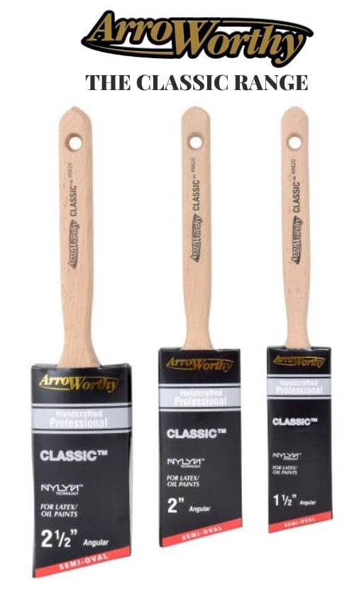 Arroworthy Paint Brush Classic Semi Oval 3 Piece Angle Long Handle Boxset