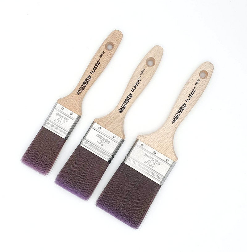 Arroworthy Paint Brush Classic Flat 3 Pack Straight Cut Beaver Tail Brush Set