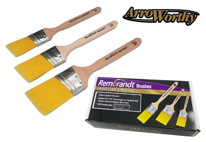 Arroworthy Paint Brush Rembrandt 3 Pack Synthetic Semi Oval Angled Brush Boxset