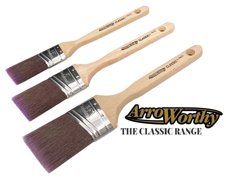 Arroworthy Paint Brush Classic Semi Oval 3 Piece Angle Long Handle Boxset