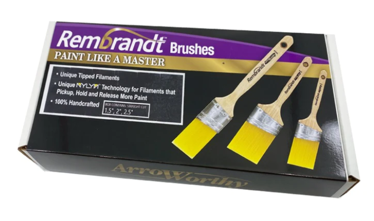 Arroworthy Paint Brush Rembrandt 3 Pack Synthetic Semi Oval Angled Brush Boxset
