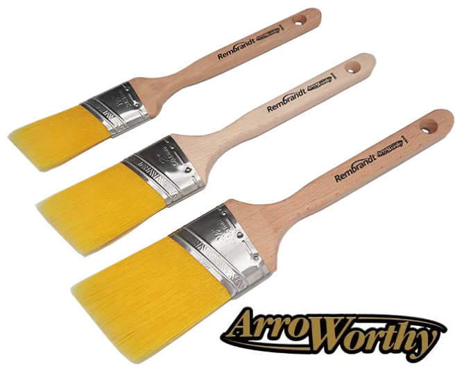 Arroworthy Paint Brush Rembrandt 3 Pack Synthetic Semi Oval Angled Brush Boxset