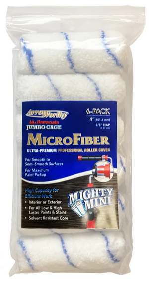 Arroworthy Paint Rollers Microfibre Mighty Mini Sleeve Refills 4" Inch 6 Pack