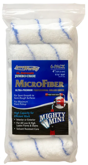 Arroworthy Paint Rollers Microfibre Mighty Mini Sleeve Refills 4" Inch 6 Pack