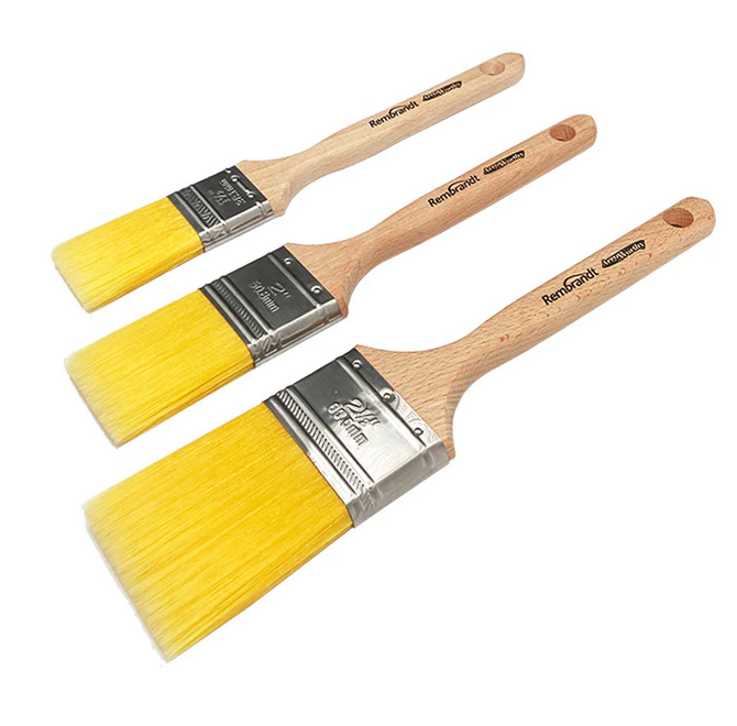 Arroworthy Paint Brush Rembrandt Long Handle Flat Straight 3 Piece Brush Set